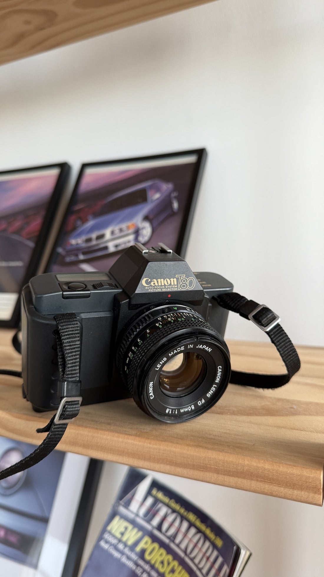 Canon T80 35mm Film SLR Camera with FD 50mm f/1.8 Lens front view