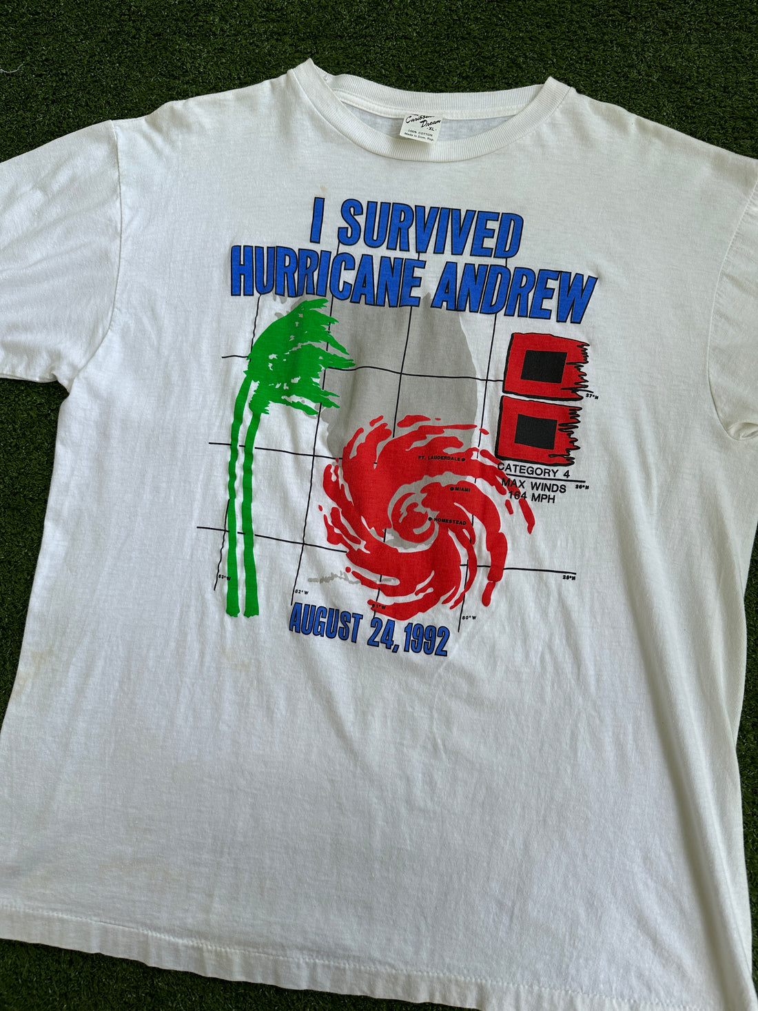 Vintage 1994 I Survived Hurricane Andrew Graphic Tee