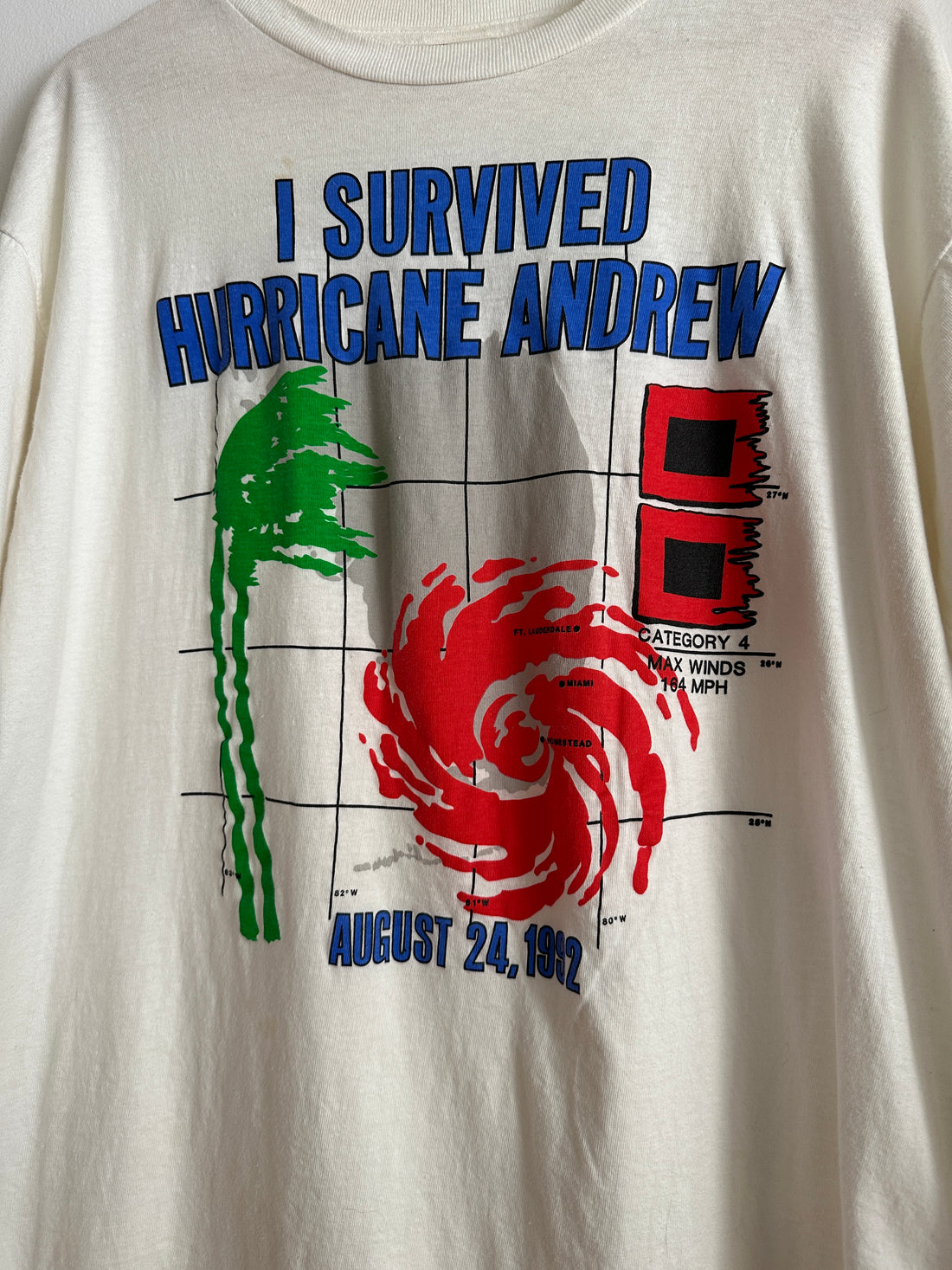 Vintage 1994 I Survived Hurricane Andrew Graphic Tee