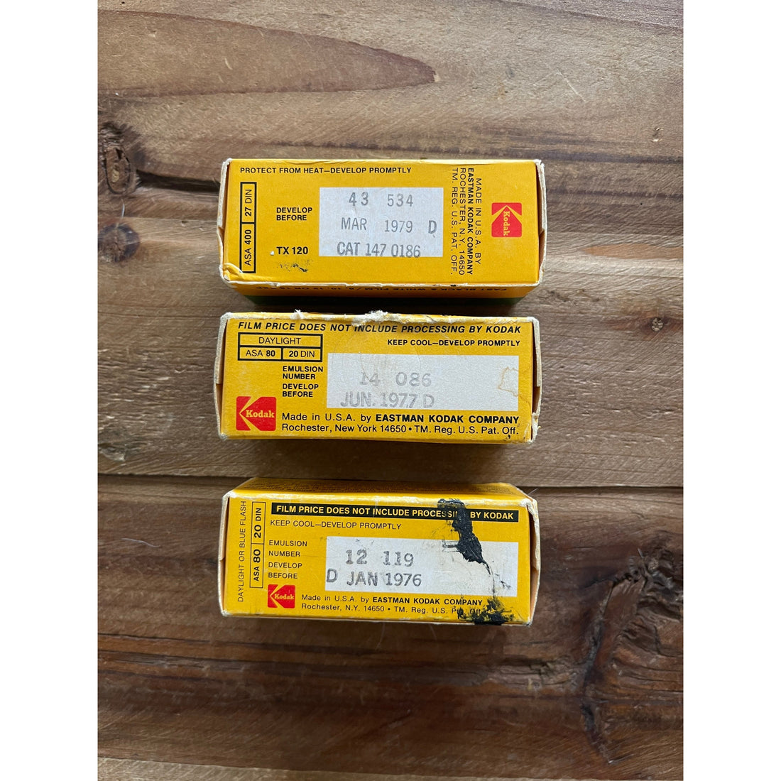 Lot Of (3) Vintage Expired 1970s Kodak 120 Medium Format Film