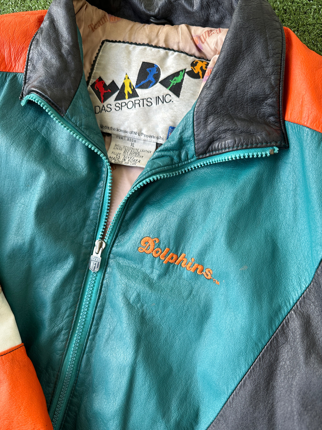 1980s Vintage Miami Dolphins Leather Jacket