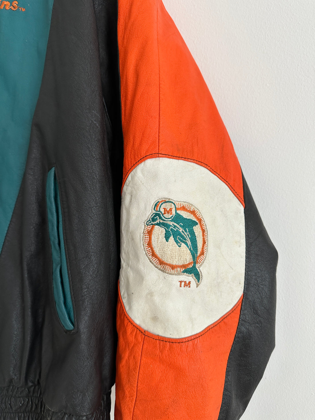 1980s Vintage Miami Dolphins Leather Jacket